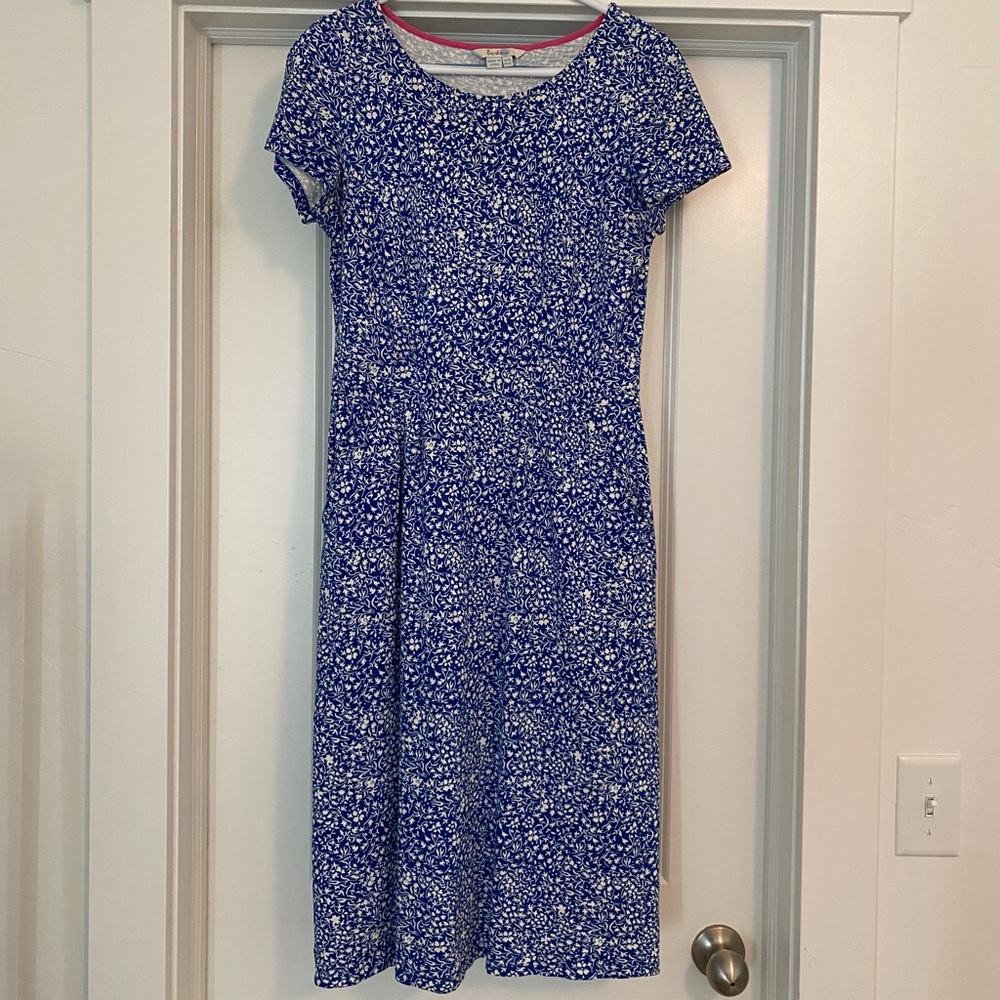 Boden Phoebe Dress, blue and white floral, 6L